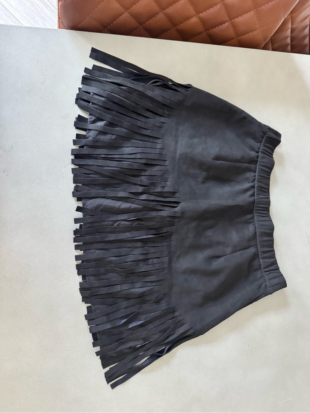SHEIN Black Mini Skirt with Fringe and Gold Studs - Picture 3 of 4